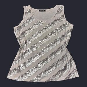 Y2K White Silver Sequin Tank Top by Only Nine!